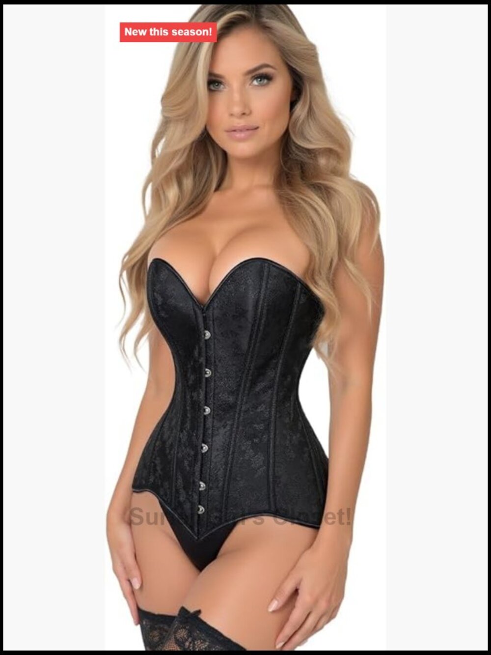 Women's Brocade Overbust Corset Top Cincher with Busk Closure